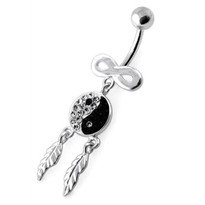 Infinity Ying Yang with Dream Catcher Navel Bar