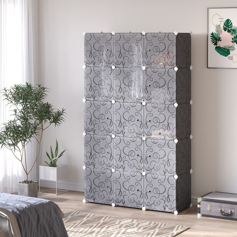DIY Portable Wardrobe Closet, 111L x 47W x 183Hcm-Black/White