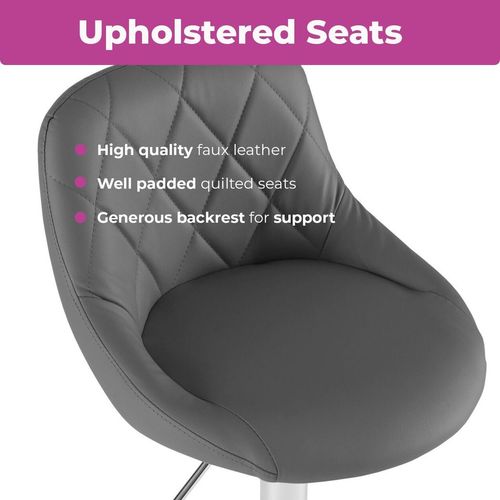 Neo Set of Two Dark Grey Leather Bar Stools
