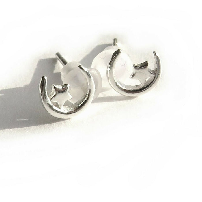 Sterling Silver Moon & Star Earrings - High-Quality, Perfect Gift for Women, Girls