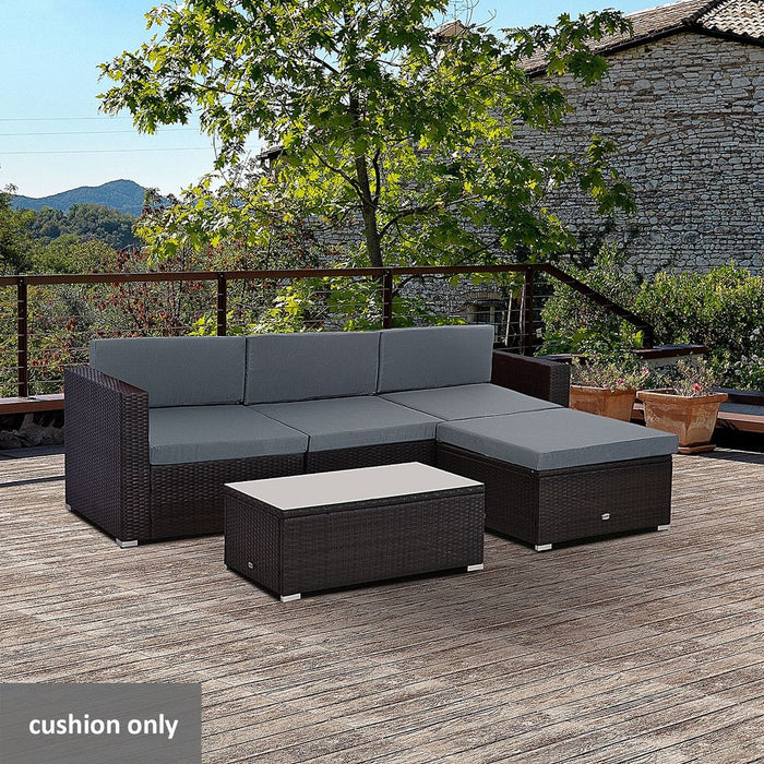 Premium Grey Outdoor Cushion Pads - 7 Pcs, Rattan Patio Conversation Set - Top Quality!