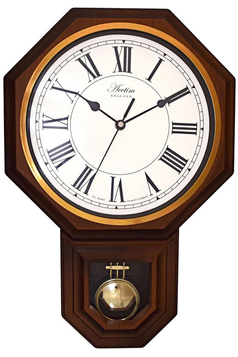 Acctim Woodstock Wood Effect Pendulum Wall Clock 28316 - Gold Finish - Quartz Battery Operated - 29W x 43.5H centimetres