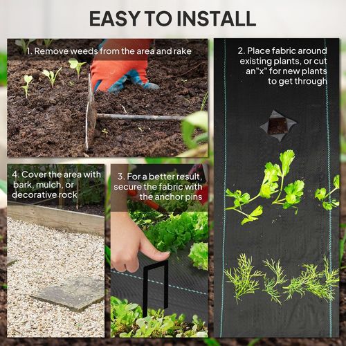 Outsunny 2m x 90m Weed Control Membrane, Heavy Duty Weed Barrier Fabric