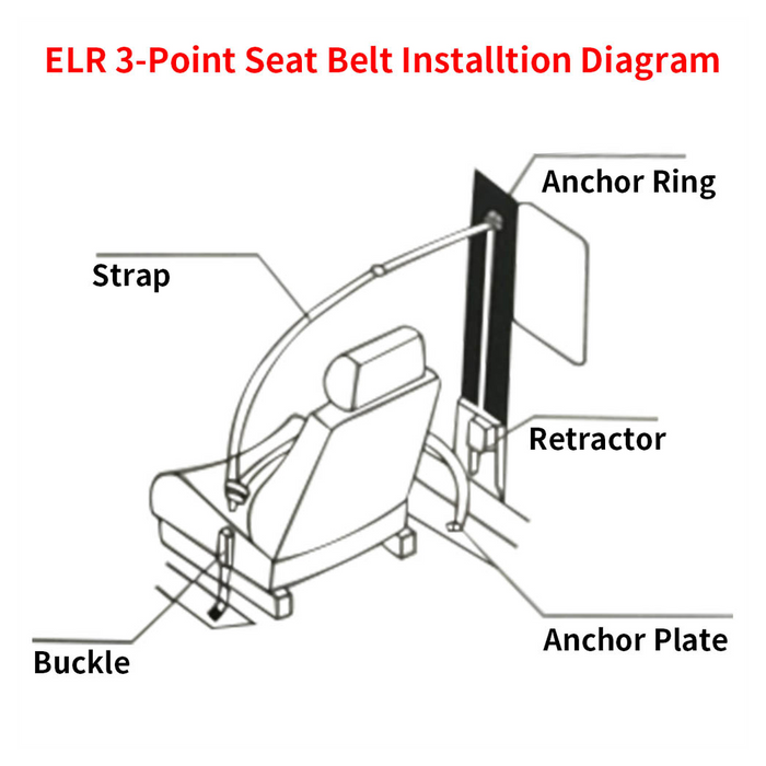 Retractable Adjustable Shoulder Seat Belt Universal 3 Point Safety Belts