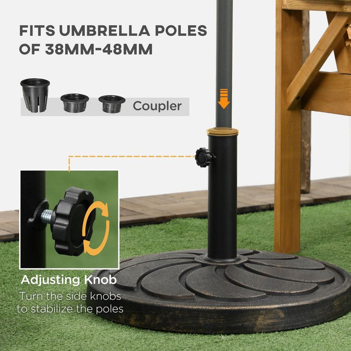 Outsunny 18kg Round Resin Garden Parasol Base - 38mm-48mm Poles - Secure & Stylish Umbrella Stand