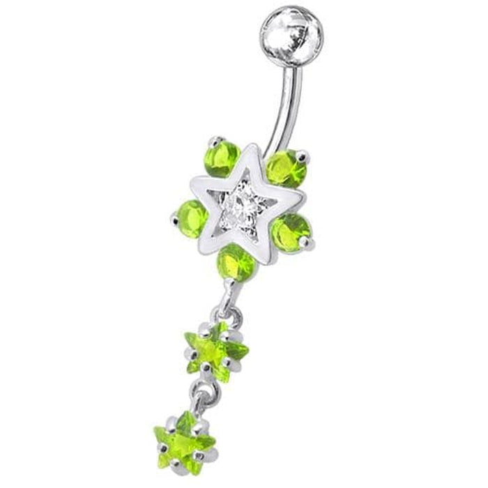 Fancy Jeweled Star Dangling Belly Ring