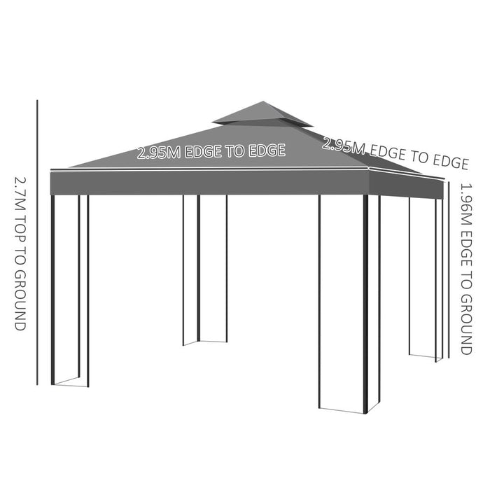 3x3m Outdoor Garden Steel Gazebo Patio Canopy Marquee Canopy Shelter - Grey