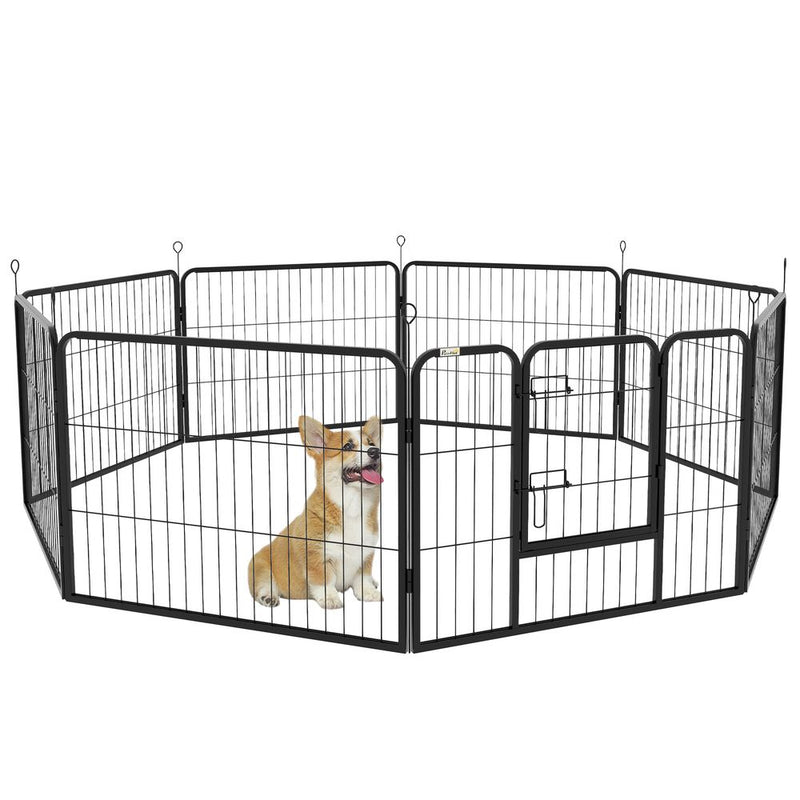 Spacious & Secure Pawhut Pet Pen - Guinea Pig, Dog, Puppy Playpen - Steel, Black