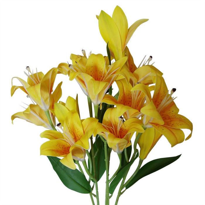 12 x 60cm Artificial Lily Stem - Yellow - 144 Flowers