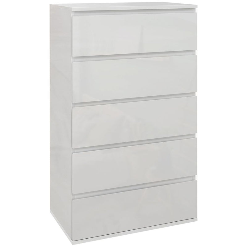 Premium HOMCOM 5 Drawer High Gloss Dresser - Sleek & Spacious Storage Solution