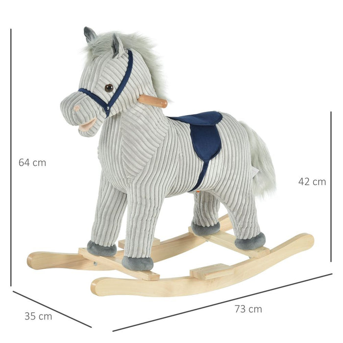 Kids Rocking Horse - Wood Base, Sound, Handlebars - Best Quality for Ages 36-72 months