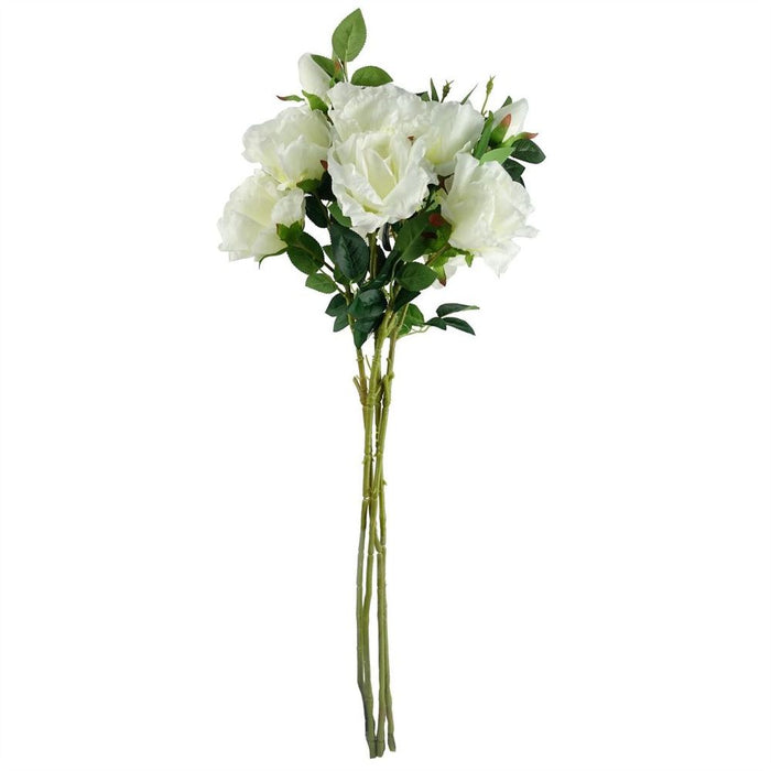 Pack of 6 x 80cm Artificial White Rose Stem - 18 flowers