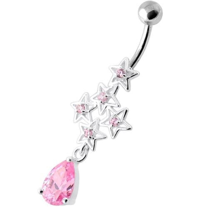 Multi Sparkling Jeweled Stars Navel Belly Ring