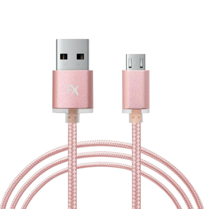 Fx Braided Micro USB Data Cable - Gold, Rose Gold, Space Grey, Silver [Rose Gold]"