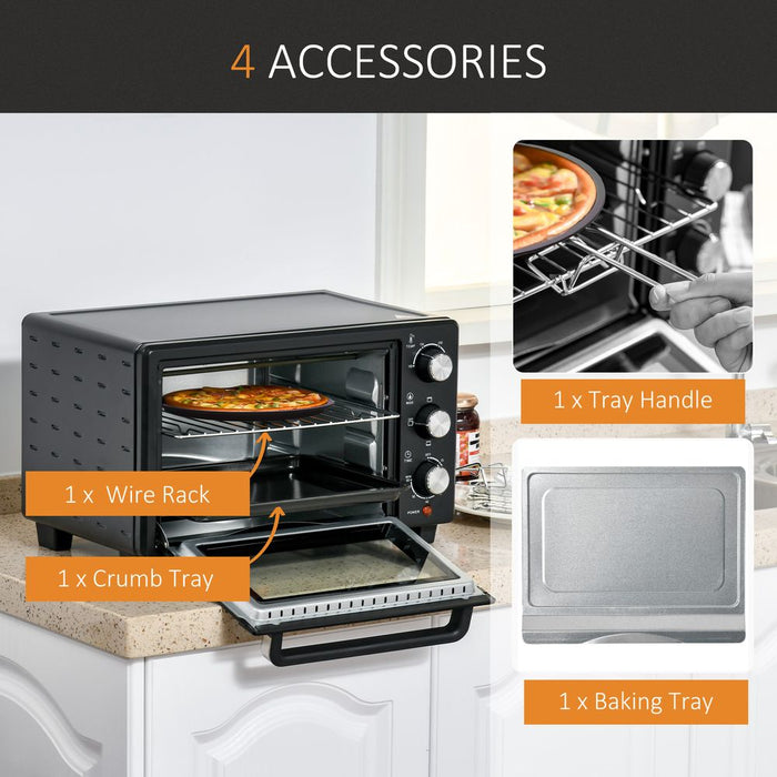 Premium 21L Mini Oven, Grill, Toaster Timer, Baking Tray & Wire Rack - 1400W