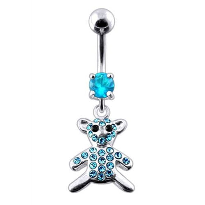 Fancy Jeweled Teddy Bear Dangling Belly Ring