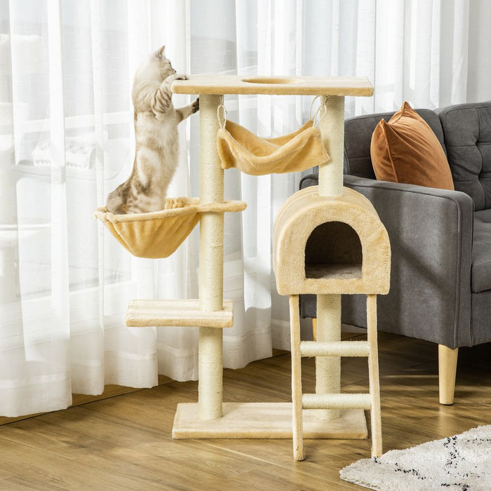 Premium Cat Tree - Sisal Scratching Post, Plush Hammock, Cozy House - Pawhut