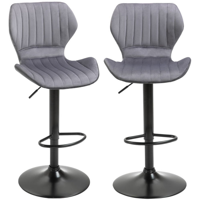 Premium Grey Velvet Swivel Chairs: Adjustable, Footrest, Set of 2 - High Quality Guaranteed!