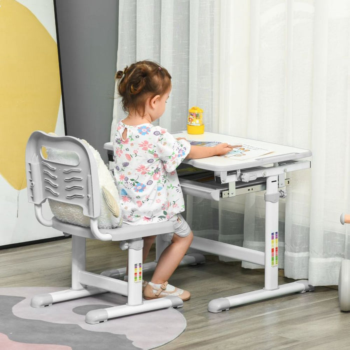 Premium Adjustable Tiltable Kids Desk & Chair Set w/ Drawer, Pen Slot, Hook - High Quality