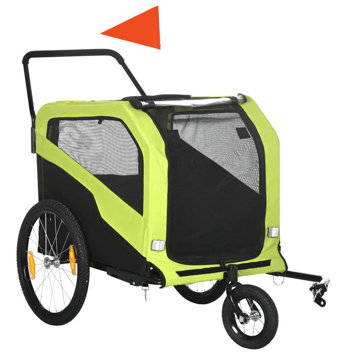 Premium 2-in-1 Dog Bike Trailer & Pet Stroller - Green