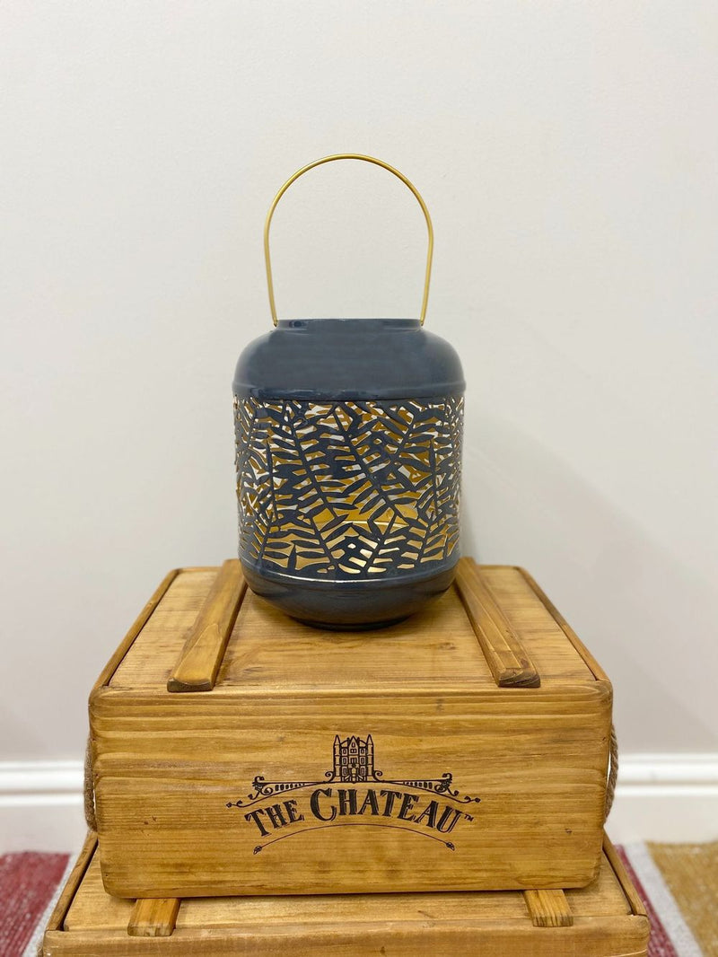 Synergy Leaf Lantern - Create Captivating Shadows - Best Quality - 12cm Base Diameter - 23cm Height - Gold Inner - 13.5cm Handle