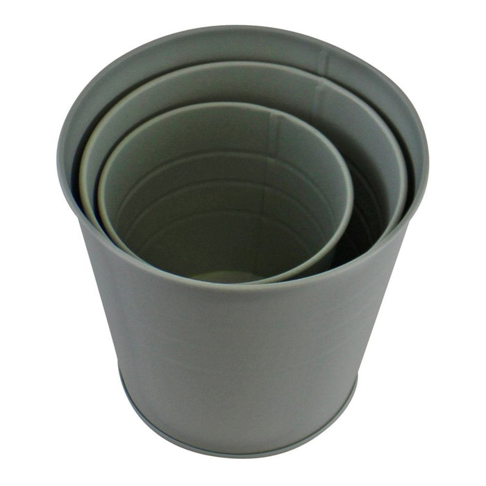 3 Round Metal Planters, Green - High-Quality, 100% Zinc - Perfect for Any Garden!