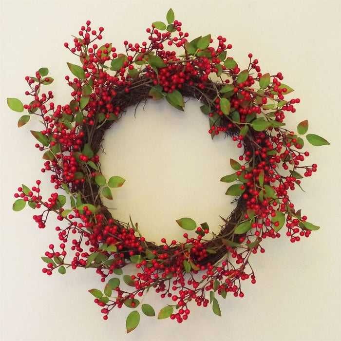 Premium 24" Christmas Red Berry Floristry Wreath - Luxury Natural Look, Large Size