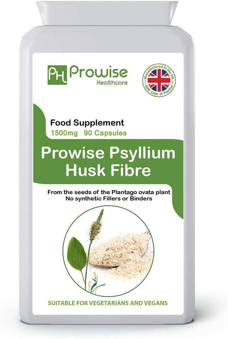 Psyllium Husks 750mg x 90 Capsules - High-Quality Fiber Supplement for Healthy Digestion and Weight Loss - Vegan-Friendly by Prowise