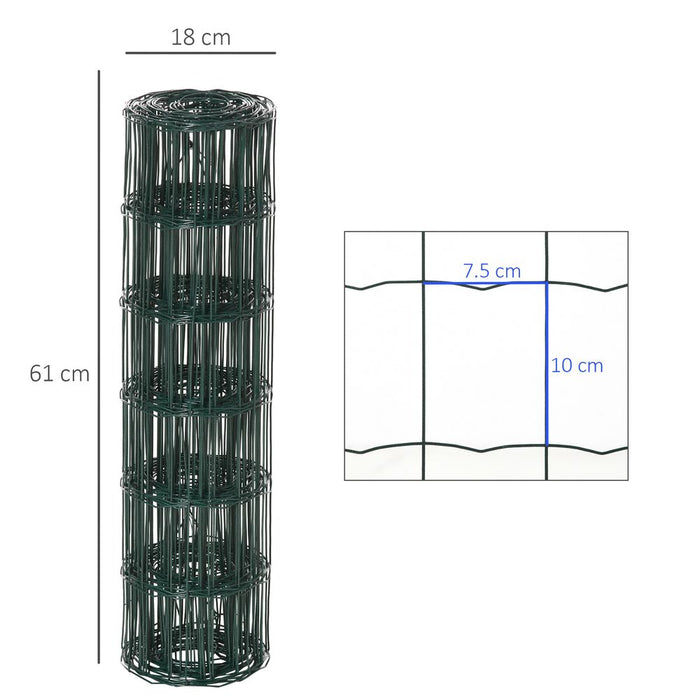 Premium 61x1000 PVC Coated Chicken Wire Mesh - Foldable Fences for Garden, Green - High-Quality & Rust-Proof