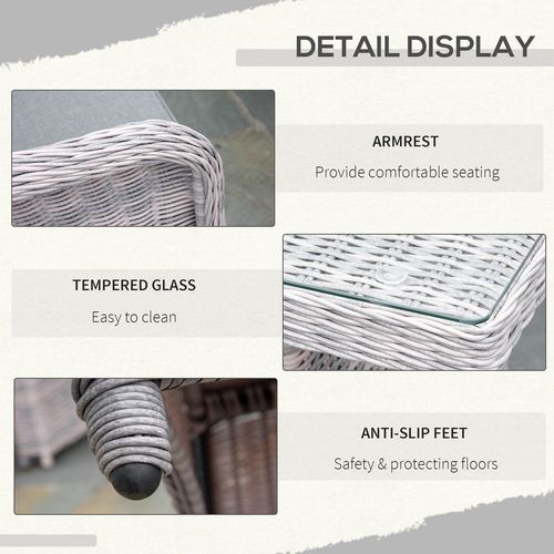 7 PCS Patio PE Rattan Wicker Dining Table Set Furniture w/ Tempered Glass