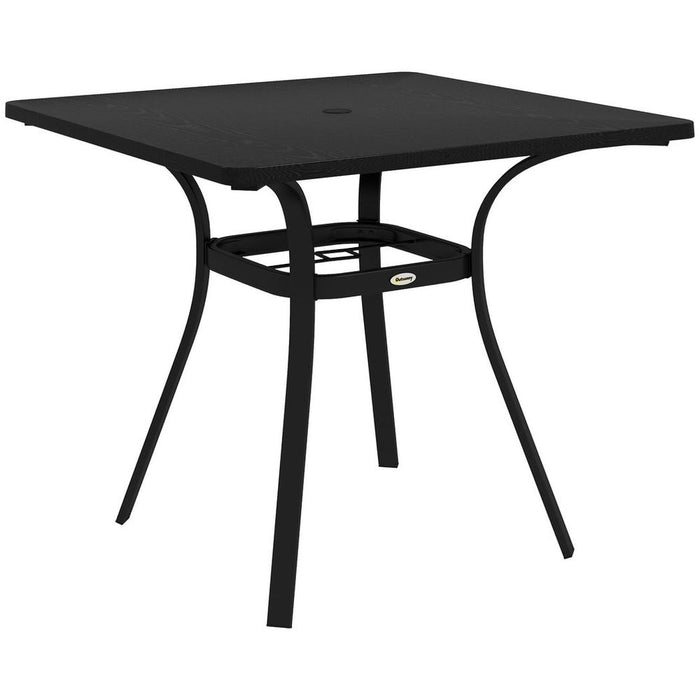 Outsunny Garden Table: Metal Top, Steel Frame for Balcony, Porch, Black