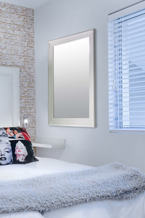 New Modern Bright White & Silver Layered Wall Mirror