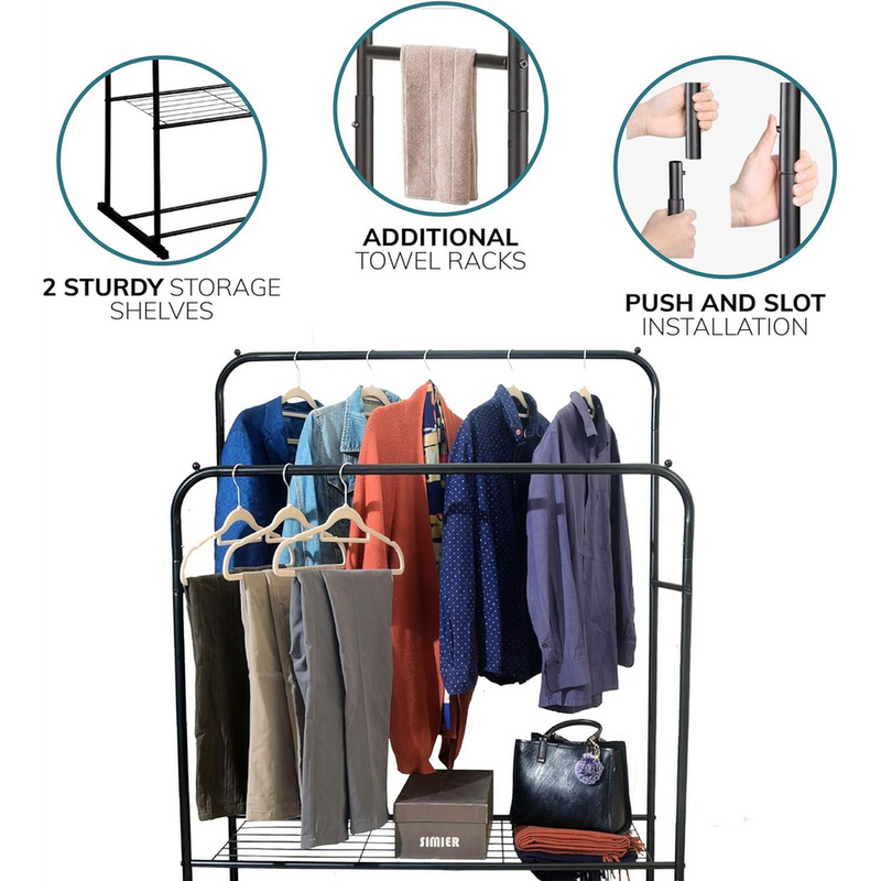 Double Clothes Rail in Black