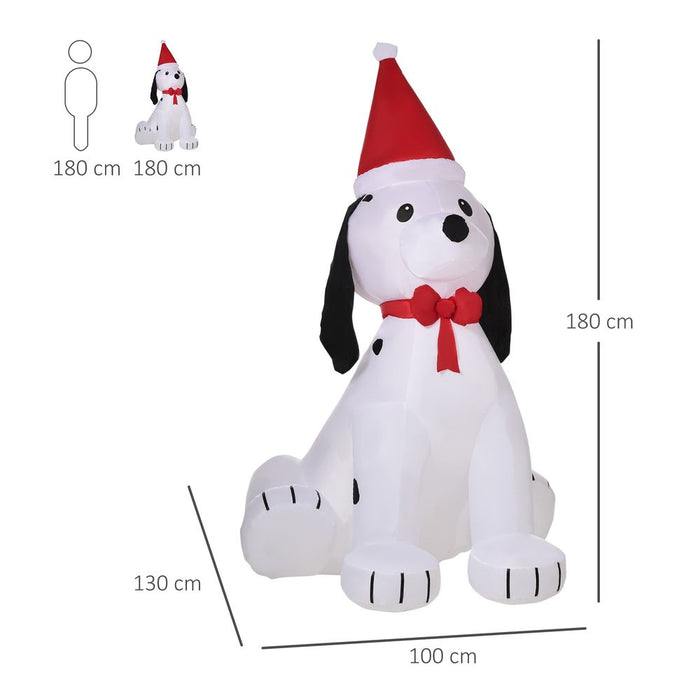 6ft Inflatable Christmas Puppy Dog Wearing Santa Hat Lighted Outdoor Indoor