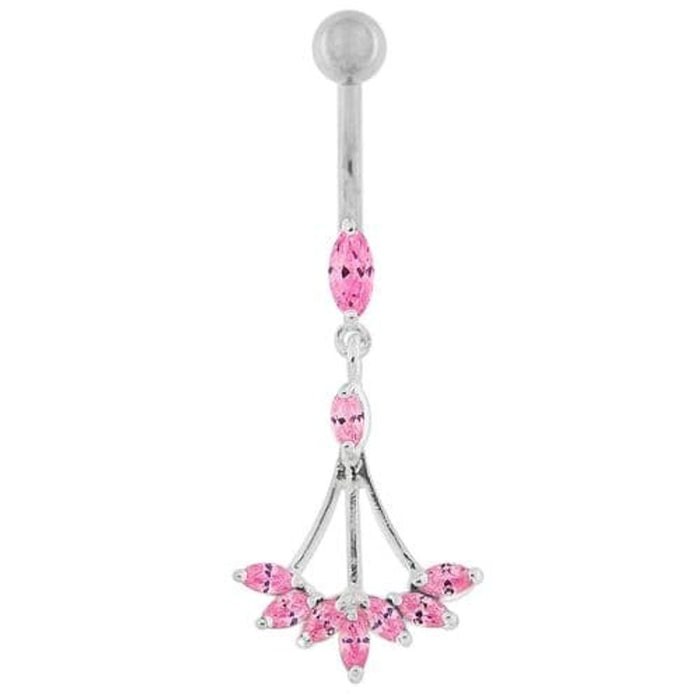 Jeweled Dangling Floral Chandelier Belly Button Ring