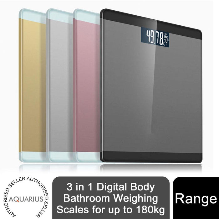 Aquarius 3 in 1 Digital Body Bathroom Weighing Scales for up to 180kg