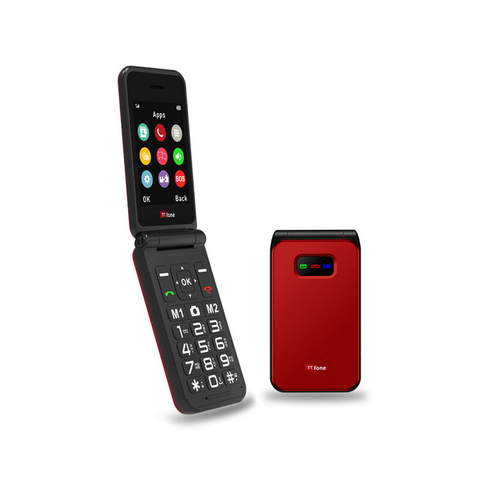 TTfone Red TT760 4G Flip Mobile w/ USB C Charger - Best Quality, Elderly Friendly