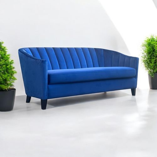 189CM 3 SEATER BLUE VELVET SOFA