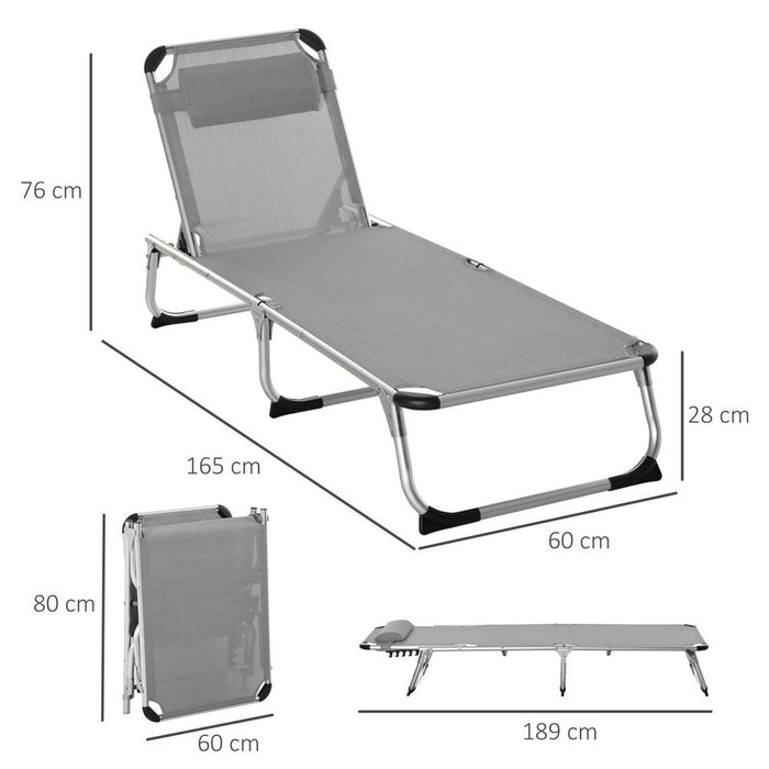 Outsunny Folding Outdoor Recliner Chair - Aluminium Frame, Light Grey