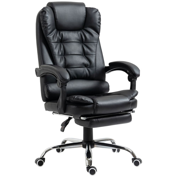 Premium PU Leather High Back Office Chair - Ergonomic Swivel Computer Chair - Black