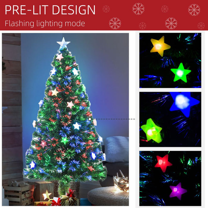 5FT Prelit Artificial Christmas Tree Fibre Optic Star LED Light Xmas Deco Green