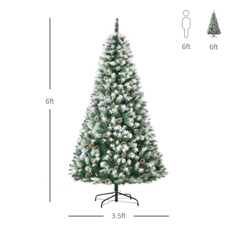6 ft Christmas Tree Artificial Green Snow dipped design