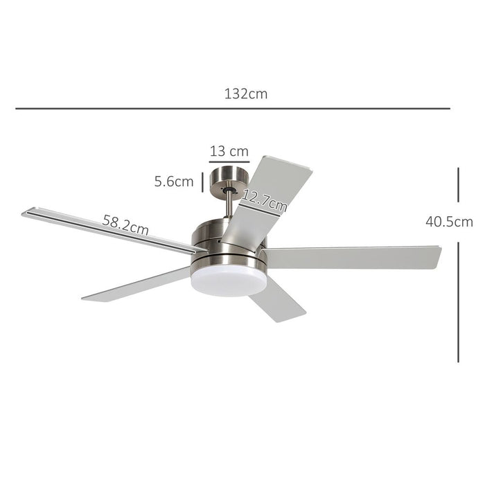 HOMCOM Reversible Ceiling Fan w/ Light & Remote - Silver & Natural, High Quality