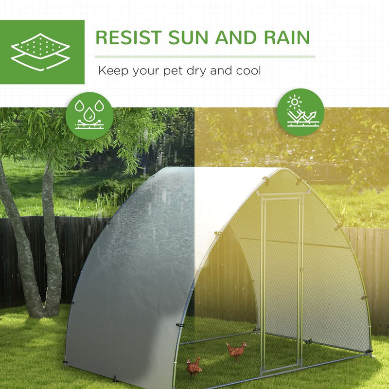 PawHut Walk-In Chicken Run w/ Cover, 4-6 Chickens, 3x1.9x2.2m