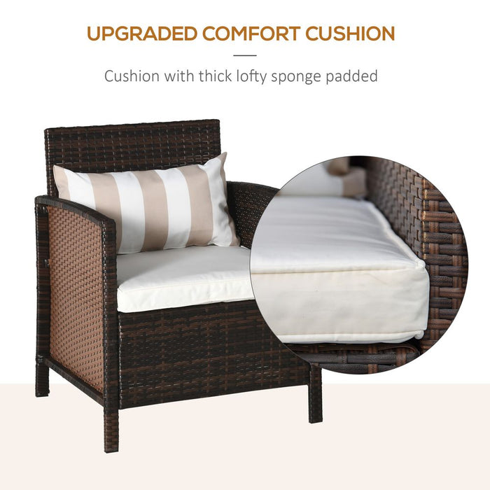 Ultimate Outdoor Comfort: 2-Seater Brown Rattan Bistro Set with Cushion Pillow