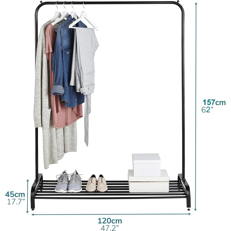 Premium Black Clothes Rail with Shoe Storage