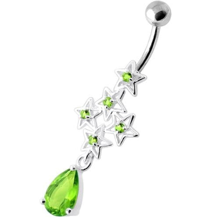 Multi Sparkling Jeweled Stars Navel Belly Ring