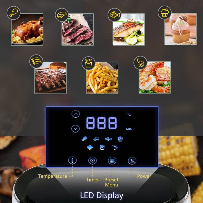 Digital Air Fryer, 1300W 2.5L Rapid Air Circulation, Timer and Nonstick White