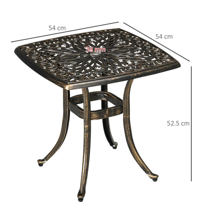 Outsunny 54x54cm Alum Garden Side Table w/ Umbrella Hole, Bronze - High Quality & Versatile