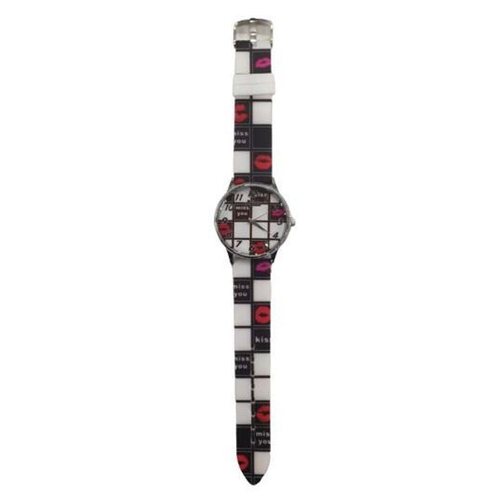 Stylish Relda Ladies Black & White Silicone Strap Watch - REL99